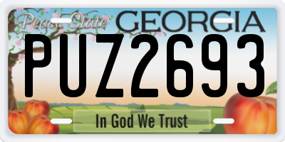 GA license plate PUZ2693