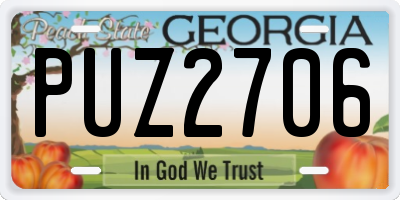 GA license plate PUZ2706
