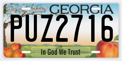 GA license plate PUZ2716