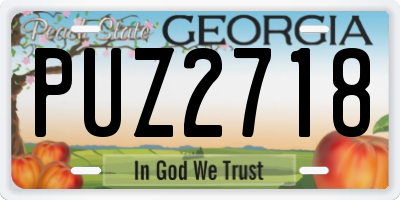 GA license plate PUZ2718