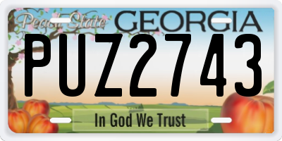 GA license plate PUZ2743