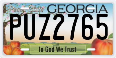 GA license plate PUZ2765