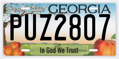 GA license plate PUZ2807