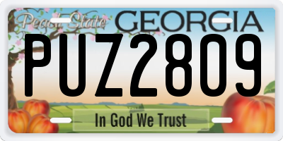 GA license plate PUZ2809