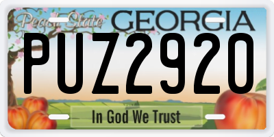 GA license plate PUZ2920