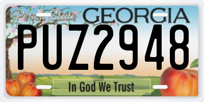GA license plate PUZ2948