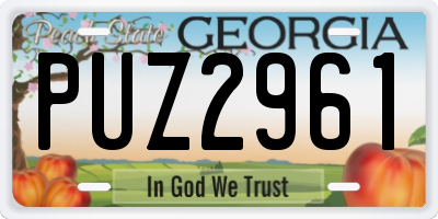 GA license plate PUZ2961