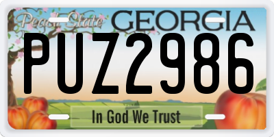 GA license plate PUZ2986