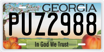 GA license plate PUZ2988