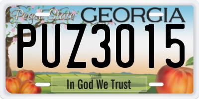 GA license plate PUZ3015