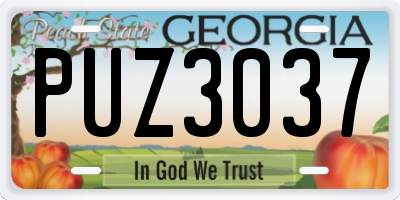 GA license plate PUZ3037
