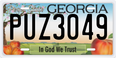 GA license plate PUZ3049