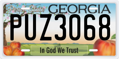 GA license plate PUZ3068