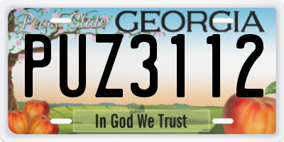 GA license plate PUZ3112