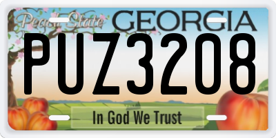 GA license plate PUZ3208