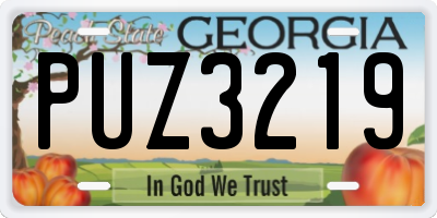 GA license plate PUZ3219