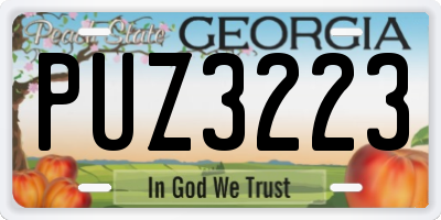 GA license plate PUZ3223