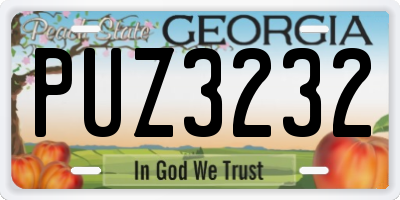 GA license plate PUZ3232