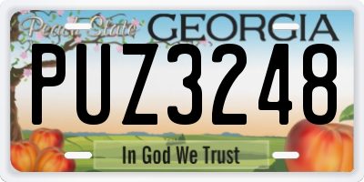 GA license plate PUZ3248