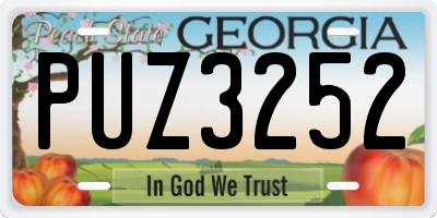 GA license plate PUZ3252