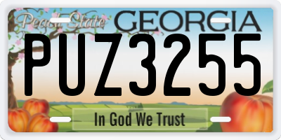 GA license plate PUZ3255