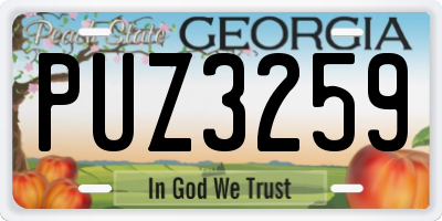 GA license plate PUZ3259