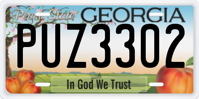 GA license plate PUZ3302