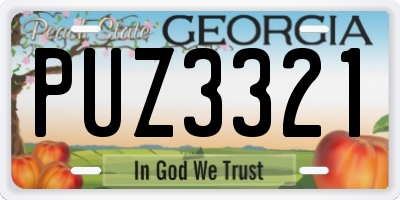 GA license plate PUZ3321