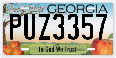 GA license plate PUZ3357