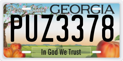 GA license plate PUZ3378