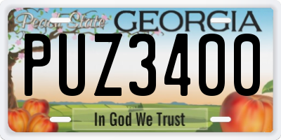 GA license plate PUZ3400