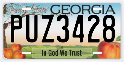 GA license plate PUZ3428