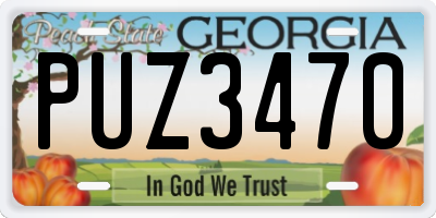 GA license plate PUZ3470