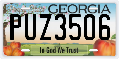 GA license plate PUZ3506