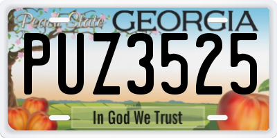 GA license plate PUZ3525