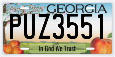 GA license plate PUZ3551