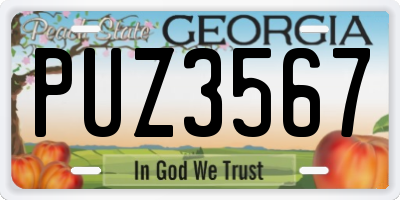 GA license plate PUZ3567