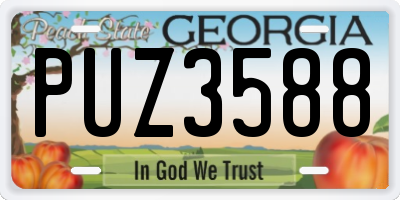 GA license plate PUZ3588