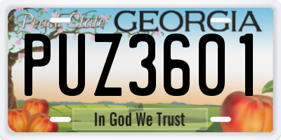 GA license plate PUZ3601