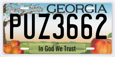 GA license plate PUZ3662