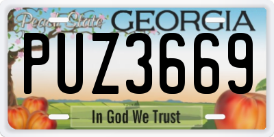 GA license plate PUZ3669