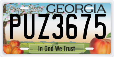 GA license plate PUZ3675