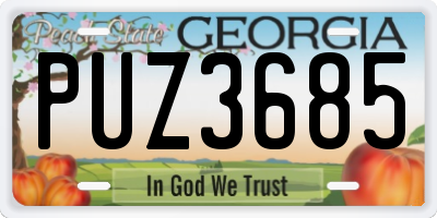 GA license plate PUZ3685