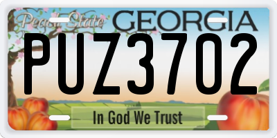GA license plate PUZ3702