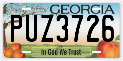 GA license plate PUZ3726
