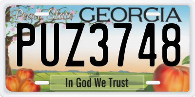 GA license plate PUZ3748