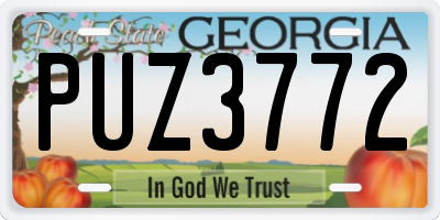 GA license plate PUZ3772