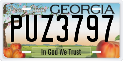 GA license plate PUZ3797