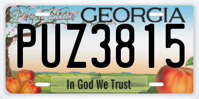 GA license plate PUZ3815