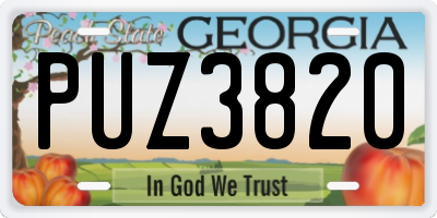 GA license plate PUZ3820